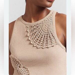 By Anthropologie Crochet Tank Top Blouse With Embroidery 
Size Small